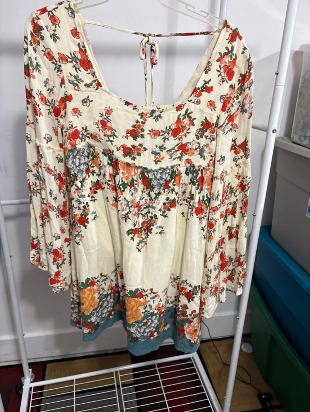 Free People Modern Chinoiserie Floral Boho Mini Dress XS